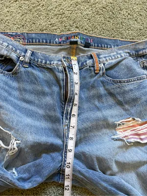 American Eagle Strigid Low Rise Baggy Flare Distressed Jeans Rainbow Size 10 thumbnail 10