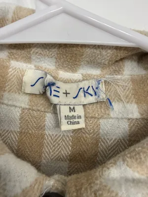 She + Sky Tan Cream Plaid Wool-Blend Shacket Size M thumbnail 4
