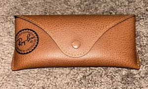 Ray bans authentic brown leather sunglasses case thumbnail 1