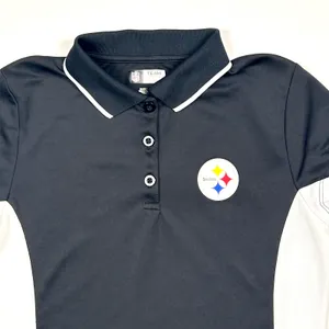NFL Pittsburgh Steelers Polo Shirt‎ Women's Team Apparel Medium Black White thumbnail 4