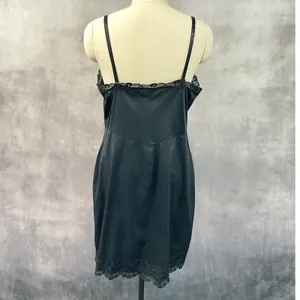 Vintage 50s Shadowline Women Slip Dress Size 42 Black Lace Trim Pinup Coquette thumbnail 2
