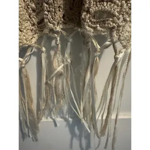 Women’s Boutique Crochet Cream High Low Shawl Duster Fringe Sz S thumbnail 5