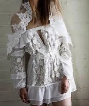 For Love And Lemons Off Shoulder Carolina Dress white Lace NWOT thumbnail 2