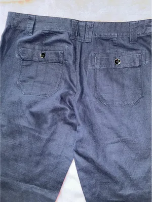 Converse One Star Wide Leg Pants Navy Blue Linen Blend Size 10 Fit 3 Beach Boho thumbnail 6