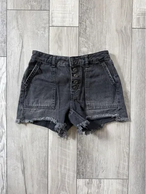 Free People Whimsigoth Jesse Carpenter Washed Black Denim Cotton Shorts 24 thumbnail 5