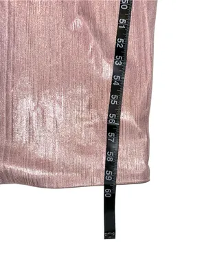 House Of CB Mina Dress Deep V-Neck Metallic Pink Long Sleeve Gown SMALL thumbnail 9