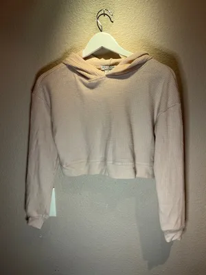 Better Together Women’s Ballet Pink Soft Waffle Knit Cropped Hoodie Size XS thumbnail 2