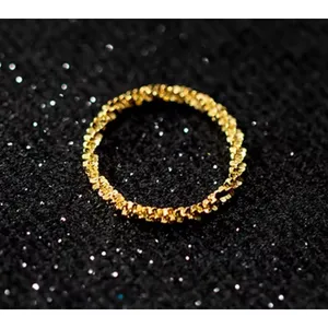 Sparkling‎ Yellow Gold Plated 925 Margarita Chain Flexible Ring, Sz 6.5 thumbnail 9