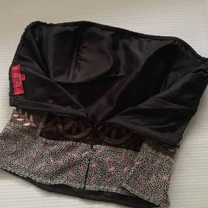 Aftershock Y2K vintage silk beaded embroidered strapless boho top, size large thumbnail 6