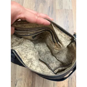 HOBO International Black Pebbled Leather Shoulder Hobo Bag Purse Zip thumbnail 6