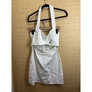 Mare Mare x Anthropologie White Cutout Halter Mini Dress Side Button Size S thumbnail 2