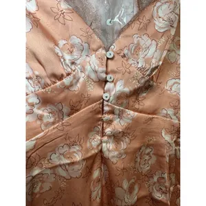 New Free People Intimately Peach/Pink Embroidered Satin Sleep Cami Large Lacey thumbnail 5