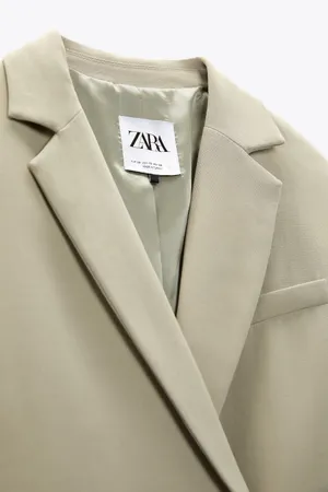 Zara blazer boyfriend relaxed ovsersize olive green casual Suit Jacket thumbnail 3