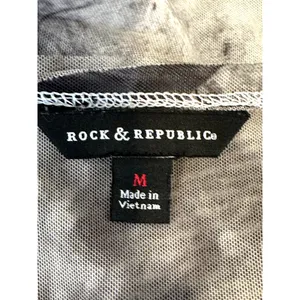 Rock & Republic Women's Fleur De Lis Gray Graphic Long Sleeve Mesh Top M thumbnail 7