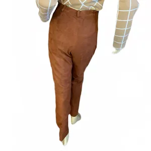 Vintage 1980'S Sienna Brown Artisan Wear Suede Pleated Trousers (Xs) thumbnail 4