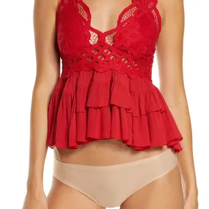 Intimately FREE PEOPLE ADELLA lace smocked back ruffled camisole New With Tags thumbnail 6