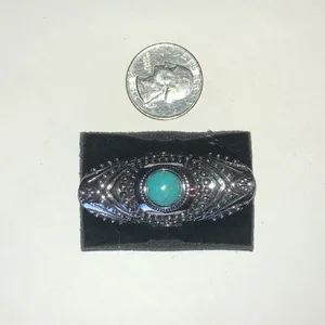 Turquoise Stone Silver Tone Boho Statement Ring Blue thumbnail 2