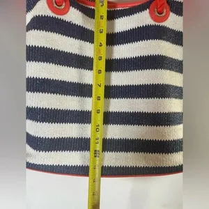 Vera Bradley Navy‎ and White Striped Beach Tote with Tassels GUC thumbnail 9