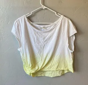 FP Movement by Free People Hold It Down Yellow Dip Dye Knot Hem Crop T-Shirt thumbnail 2
