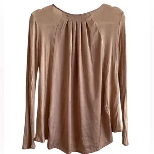 Victoria’s Secret Tan Long Sleeve Top Satin Modal Blend Sz M‎ Y2K Luxe thumbnail 2