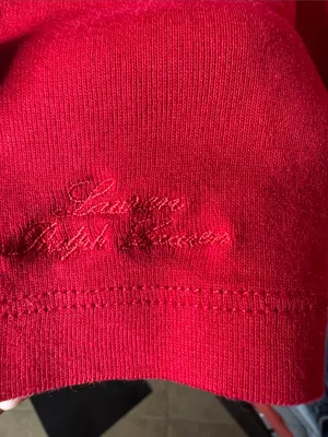 Lauren Ralph Lauren Red Stretch Cotton Elbow Sleeve V-Neck Tee Medium thumbnail 6