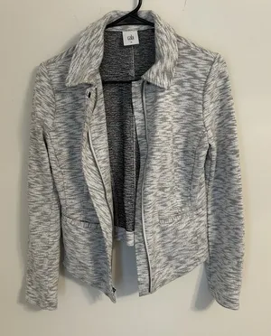 Cabi Neo Moto Sweater Jacket Light Heathered Gray Zip Up Style 5102 Size‎ XS thumbnail 1