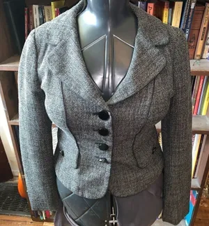 Ann Taylor size 2 black tweed regency royalcore blazer thumbnail 1