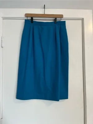 Vintage Oleg Cassini Teal blue Jacket and Skirt Suit women’s size 14 office thumbnail 9