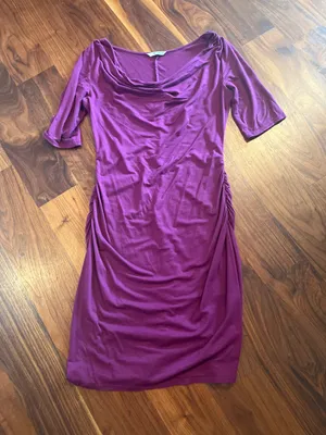 Purple Cowl Neck draped ruched dress thumbnail 1