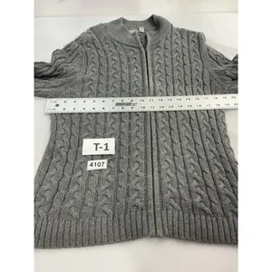 Womans Croft And Barrow Sweater Petite XL Gray Cable Knit Full Zip thumbnail 6