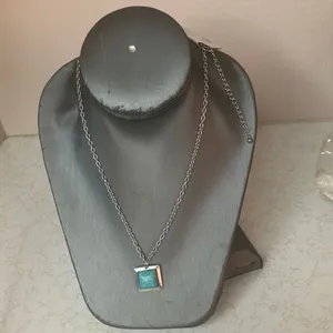Elegant Silver Necklace with turquoise like Pendant thumbnail 1