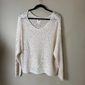 BILLABONG Lace Up Open Knit Crochet Style Sweater Top Size Large thumbnail 2