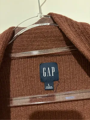 GAP Open-Front Merino Blend Cardigan Sweater Burnt Russet Brown size large thumbnail 4