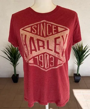 Harley Davidson Red Tee Shirt Size Large thumbnail 1