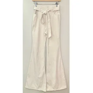 NEW Bohme High Waisted Belted Wide-Leg Cream Corduroy Trousers thumbnail 2