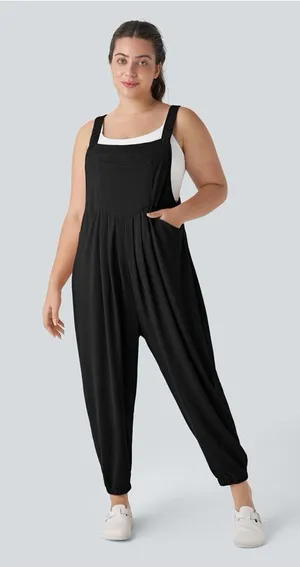 Halara Waffle Knit Overall Joggers Black‎ Small thumbnail 1