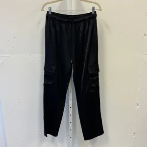 WAYF Harbour Cargo Jogger Pants‎ Black Satin Small High Waist Lightweight thumbnail 2