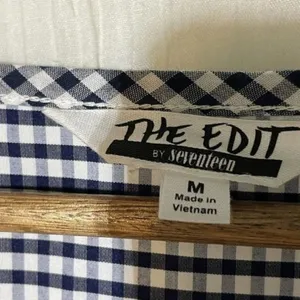 The Edit by Seventeen Juniors M Blue White Gingham Wrap Dress Puff Sleeve NWT thumbnail 8