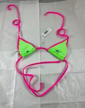 LG  Neon Green Pink String Triangle Bikini thumbnail 2