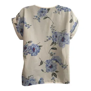 SHEIN Blue Floral Blouse small cap sleeve thumbnail 2