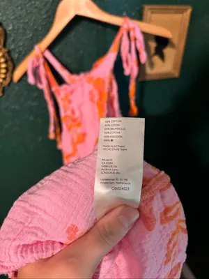 Free People Fleur Flowy Pink Orange Mini Dress Size Large thumbnail 4