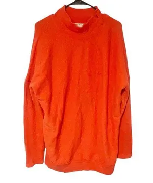 Free People Size Large Orange Mock Neck Slouchy Long Sleeve Knit Top thumbnail 1