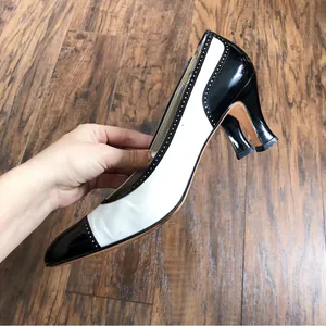Salvatore Ferragamo • vintage heels pumps cap toe two tone black white patent leather thumbnail 7