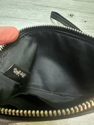 Coach Black Saffiano Leather Zip Wristlet with Gold Logo thumbnail 5