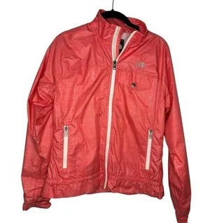 North Face Full Zip Windbreaker Jacket Women's Size Medium Lined Hiking Pink thumbnail 1