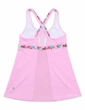 Lululemon Pink Tank w/Floral Trim-Size 10 thumbnail 2