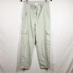 Aritzia Wilfred Free Women Pants‎ Sz 6 Green Modern Cargo High Rise Pockets thumbnail 2
