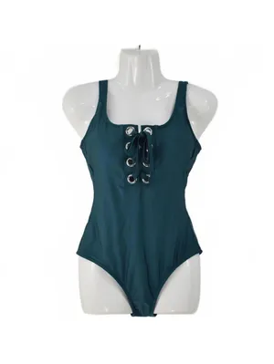 Mossimo Jungle Green Grommet Lace Up One Piece Swimsuit Size Small thumbnail 3