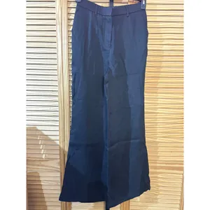 OGL European Linen Like Mid Rise Flared Pant with Pockets Black Small S NEW thumbnail 5