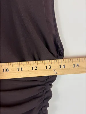 Zara Chocolate Brown Ruched Draped Sleeveless Bodycon Mini Dress Size L thumbnail 11